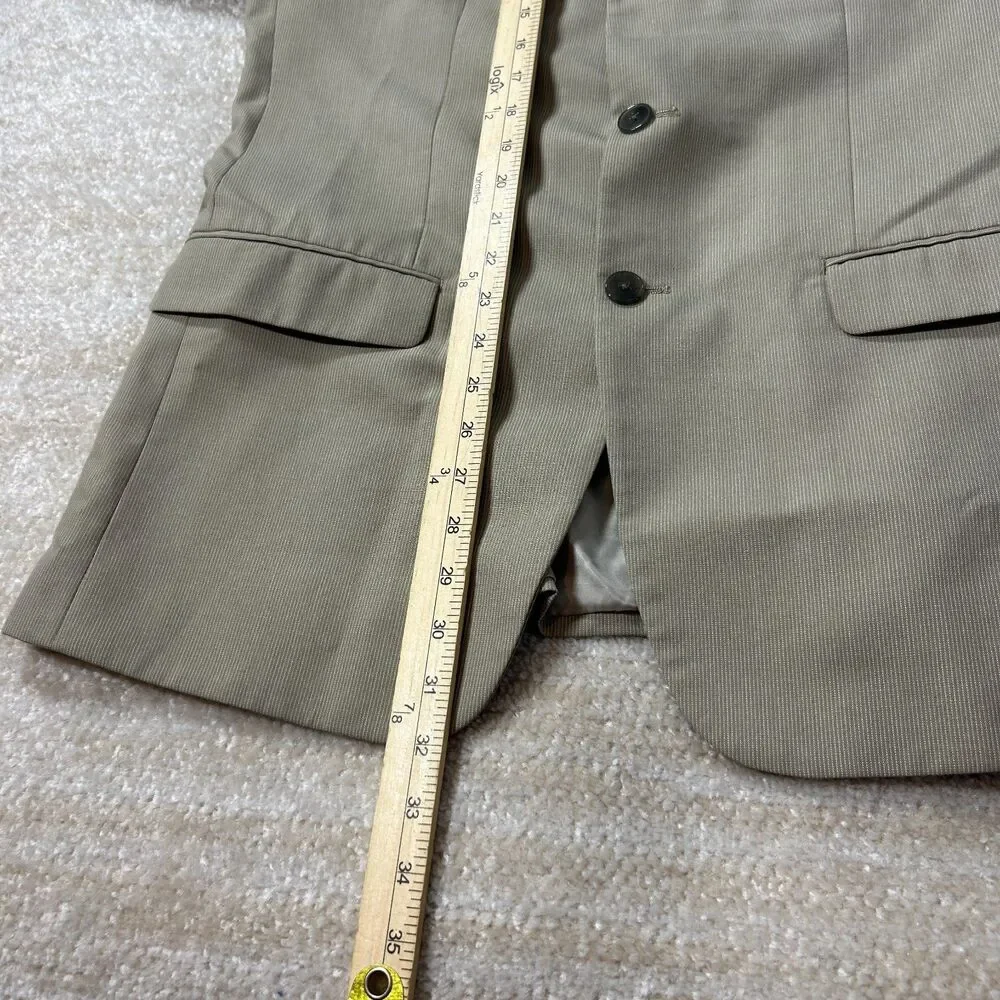 Calvin Klein Beige Pinstripe Blazer Jacket Size 40R Regular Fit